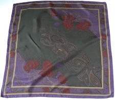 Vintage Silk Scarf - Arts & Crafts Paisley / Floral Print  - Purple