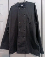 Chef Works Black Chef Coat Jacket Unisex 8 Button Double Breast 2XL French Cuffs