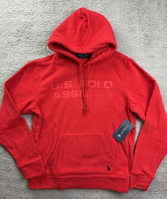 U.S. Polo Assn. Hoodie Sweatshirt Mens Medium Red Fleece Logo Pullover NWT