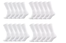 60 Pairs Wholesale Bulk Mens Plain White Sports Crew Socks Cotton Size9-11 10-13