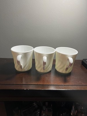 Vintage Corning Swirl Mugs Opal Milk Glass USA Made Set Of 3 Microwaveable 2927