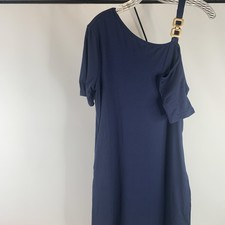 Shein Women's M Blue One Shoulder With Gold Buckle And Pockets