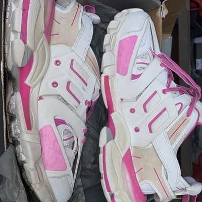 pink and white balenciaga track sneakers
