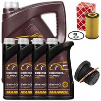 MotoröL Filter Set Mannol Diesel Turbo 5W40 9 Liter + Schraube FüR Audi A6 A8
