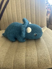 Toy Box Knit Baby Dinosaur 17" Plush Blue Triceratops Stuffed Animal
