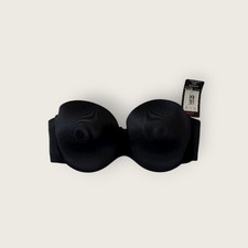 Maidenform 40D Extra Coverage Silky Smooth Strapless Black Bra No Straps DM9472
