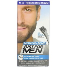 6 Pack Just For Men Mustache and Beard Brush-In Color Gel, Medium Dark Brown