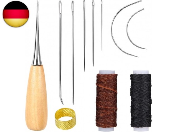 Ledergarn Ledernadel Set, 11 StüCk Ledernadel Leder Werkzeug Set, 2 Rollen-image