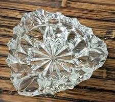 Vtg Heavy Clear Cut Teardrop Diamond Ashtray 6" Smoke Smoking