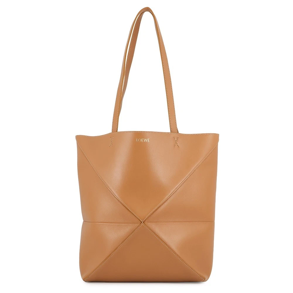 Loewe — LOEWE puzzle fold tote Size Medium Shiny Calf Leather warm dessert A657G50X01