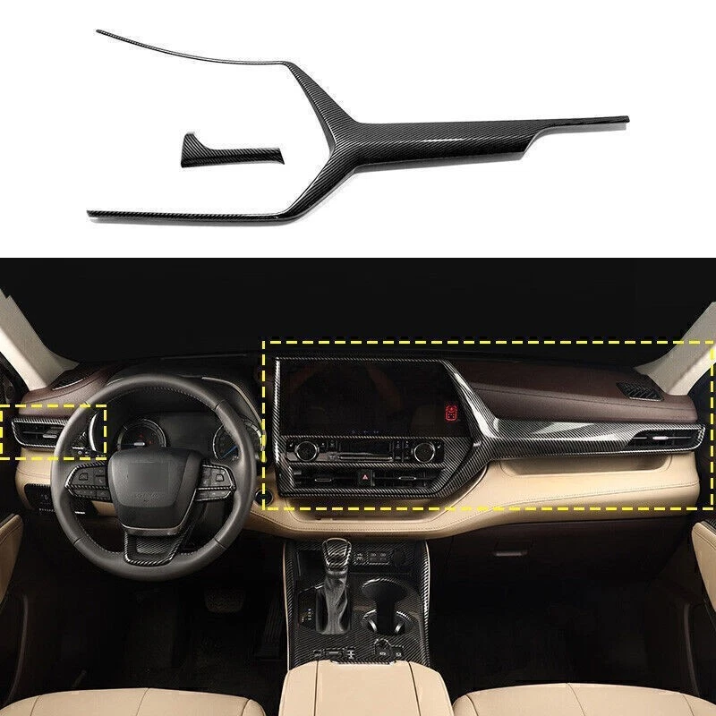 Carbon Fiber Center Console Dash Navigation Trim For Toyota Highlander 2020-2025