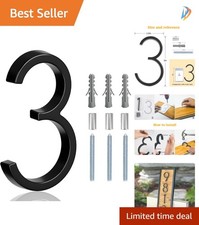 Weather-Resistant Floating Stainless Steel House Number - Size 3 for Visibility