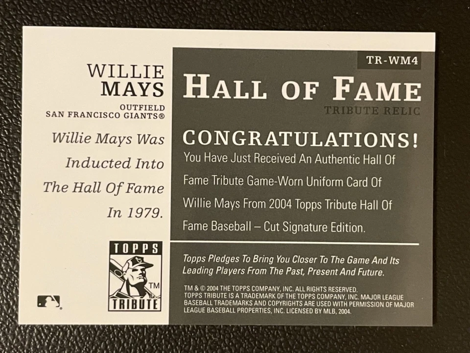 2004 Topps Tribute Hall of Fame Relic 1979 Willie Mays Jersey - Image 2 of 2