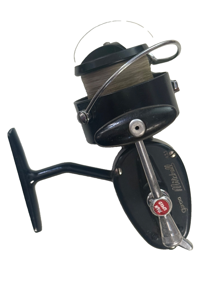 Vtg Garcia Mitchell 411 High Speed RH Fishing Reel Blue France