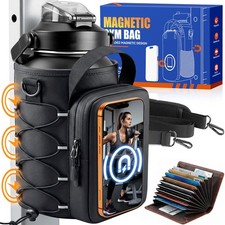 Magnetic Gym Bottle Bag: Dual-Sided Magnetic Gym Bag with Front Phone Mount -...