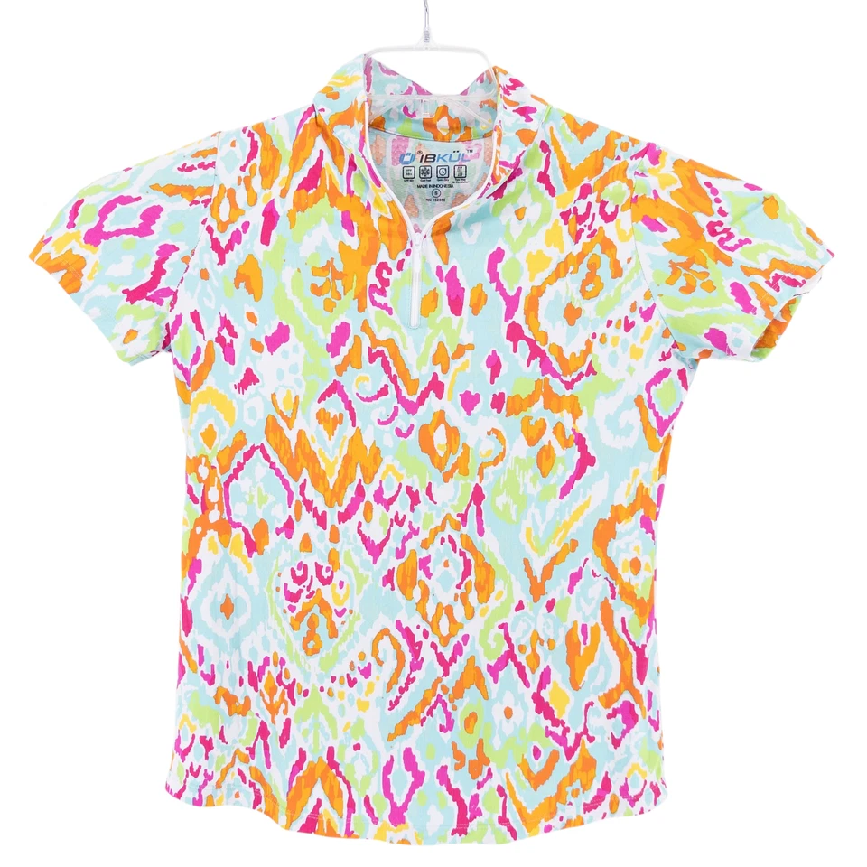 IBKUL Women's S Tillie Mock Neck 1/4 Zip Top Short Sleeve Golf Tennis Pickleball - Image 2 of 4