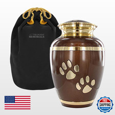 Trupoint Memorials Small Pet Urn for Dogs and Cats Ashes, Paws Print Brown Crema