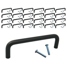  25 Pack, CC: 4 Inch Wire Pull Swiss Kelly Hardware Matte Black Kitchen Cabi...