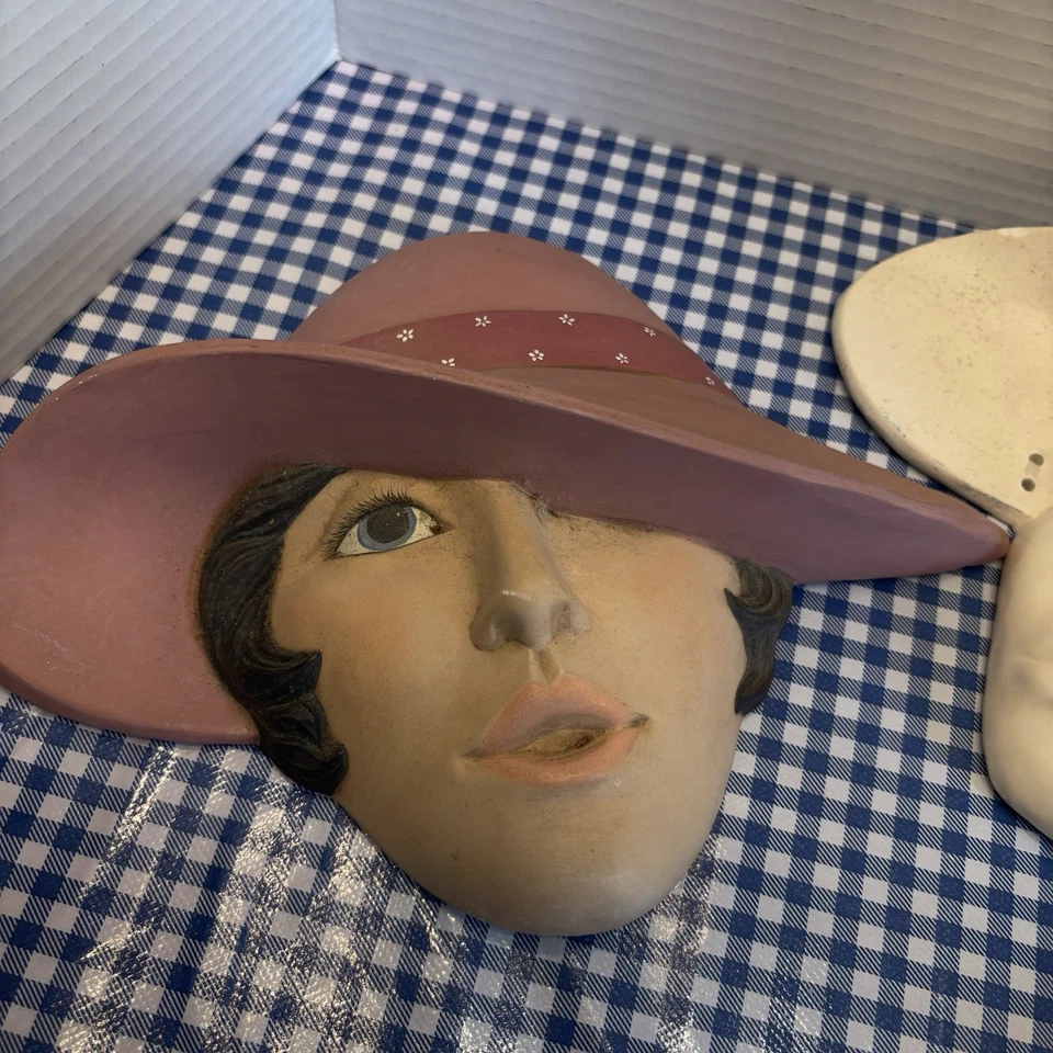 Máscara facial/cabeza de cerámica vintage decoración colgante de pared - moda mujer años 30, 1 de 2. Foto 3 de 4