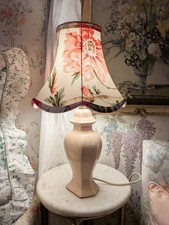 St Michael Marks & Spencer Vintage Hexagonal Ceramic Peach Table Lamp + Shade