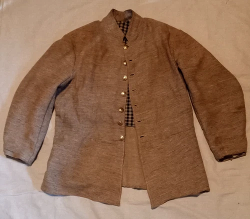 CIVIL WAR CONFEDERATE FROCK COAT BUTTERNUT JEAN WOOL CAMPAIGN REENACTING SIZE 44