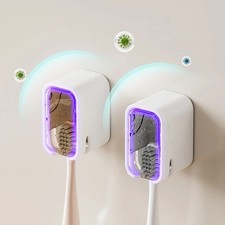 Toothbrush Holder Wall Mounted Flip Cover Box for Electric & Manual