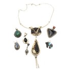Southwest Signed Sterling Onyx Pietersite Necklace & Pendants Lot of 7 #S5593-4 — photo 1