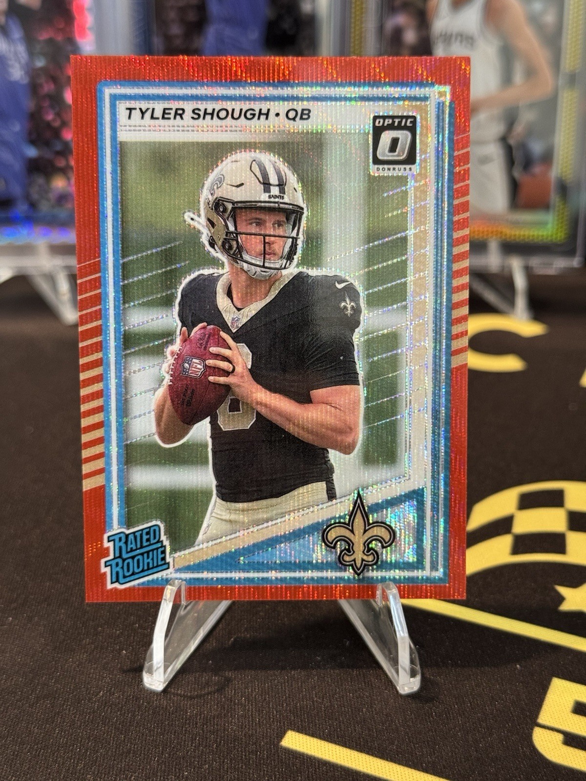 2025 Panini Donruss - Tyler Shough Red Wave Optic Preview #304 (RC) Saints