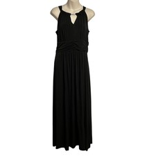 Karina Black Sleeveless Ruched Keyhole Maxi Dress 8 (2849)