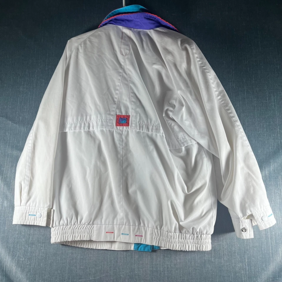 Chaqueta cortavientos Current Seen para mujer talla M blanca colorblock retro nailon Foto 4 de 4