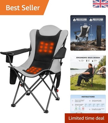 Ergonomischer beheizbarer Campingstuhl mit Seitentaschen und Luxuspolsterung - 159KG max