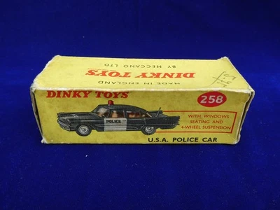 RARE ! DINKY TOYS 1:43 BOITE VIDE Empty box U.S.A POLICE CAR N° 258 - REPARATION - Photo 1/4
