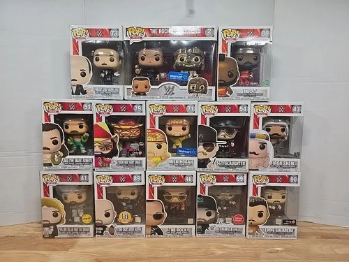 Funko Pop WWE Lot Of 14 Rock Stone Cold Hulk Hogan Macho Man Jake The Snake