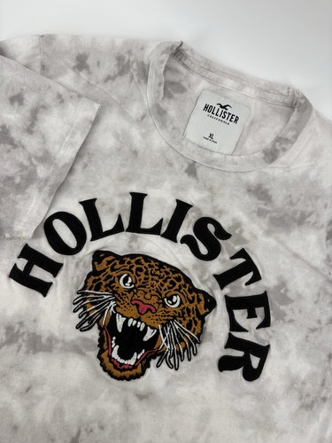 Hollister Men's XL White Tie Dye Graphic T Shirt Tiger Arch Logo