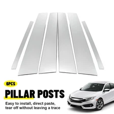 6Pcs Door Window Chrome Pillar Post Covers Fit 2013 2014-2017 Honda Accord Sedan