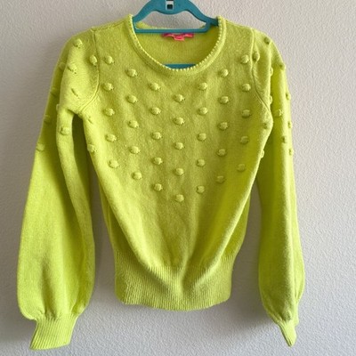 LILLY PULITZER Tekla Bauble Yellow Pull Over Knit Sweater Lime Green Size XS