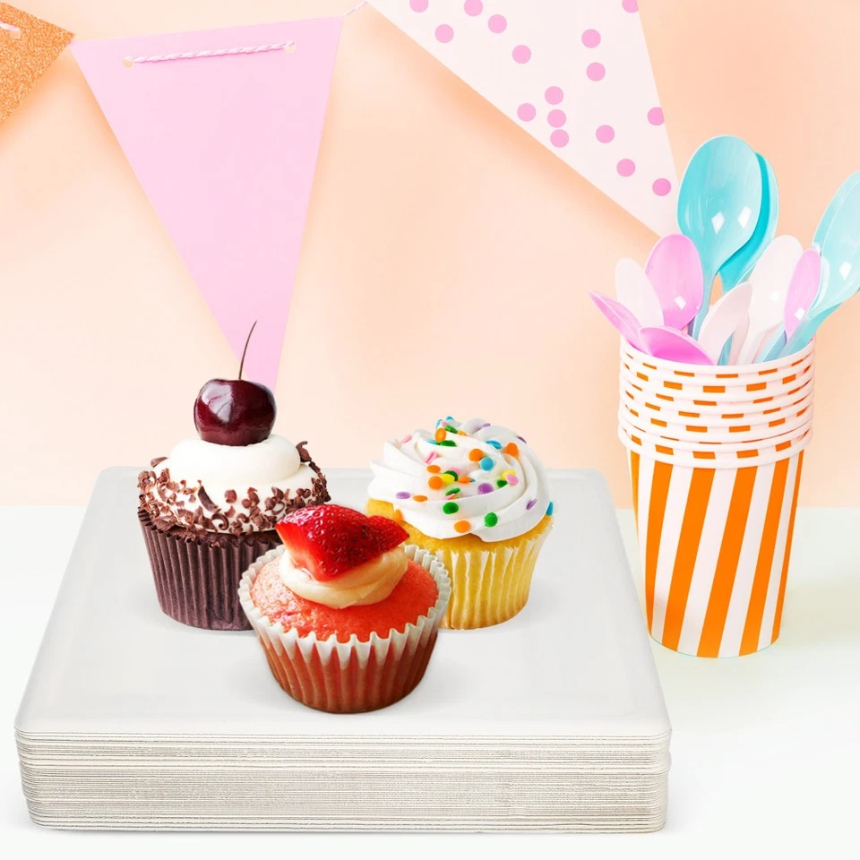  50 Stück Einwegteller, quadratisch, Einweg-Servierplatten, Partyteller, - Bild 4 von 4