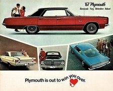 1967 Plymouth  Barracuda Fury Belvedere Valiant Vintage Dealer Sales Brochure