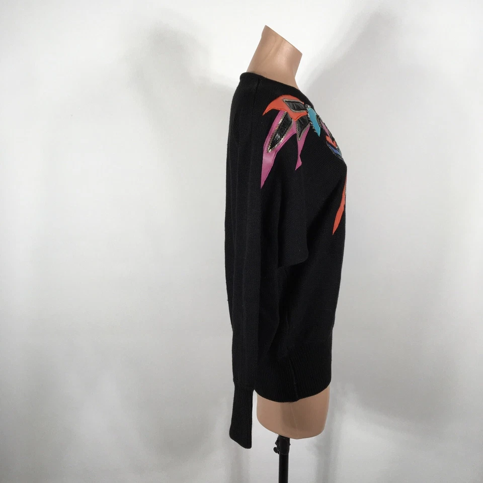 Suéter Grande Victoria Harbour De Colección Cuero Sintético Lentejuelas Cuello Detalle Años 80 Foto 4 de 4