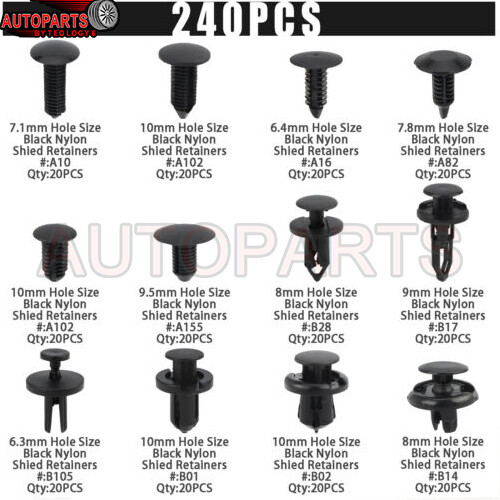 240x Plastic Trim Retainer Fastener Clips Push Pin For Ford 388577S