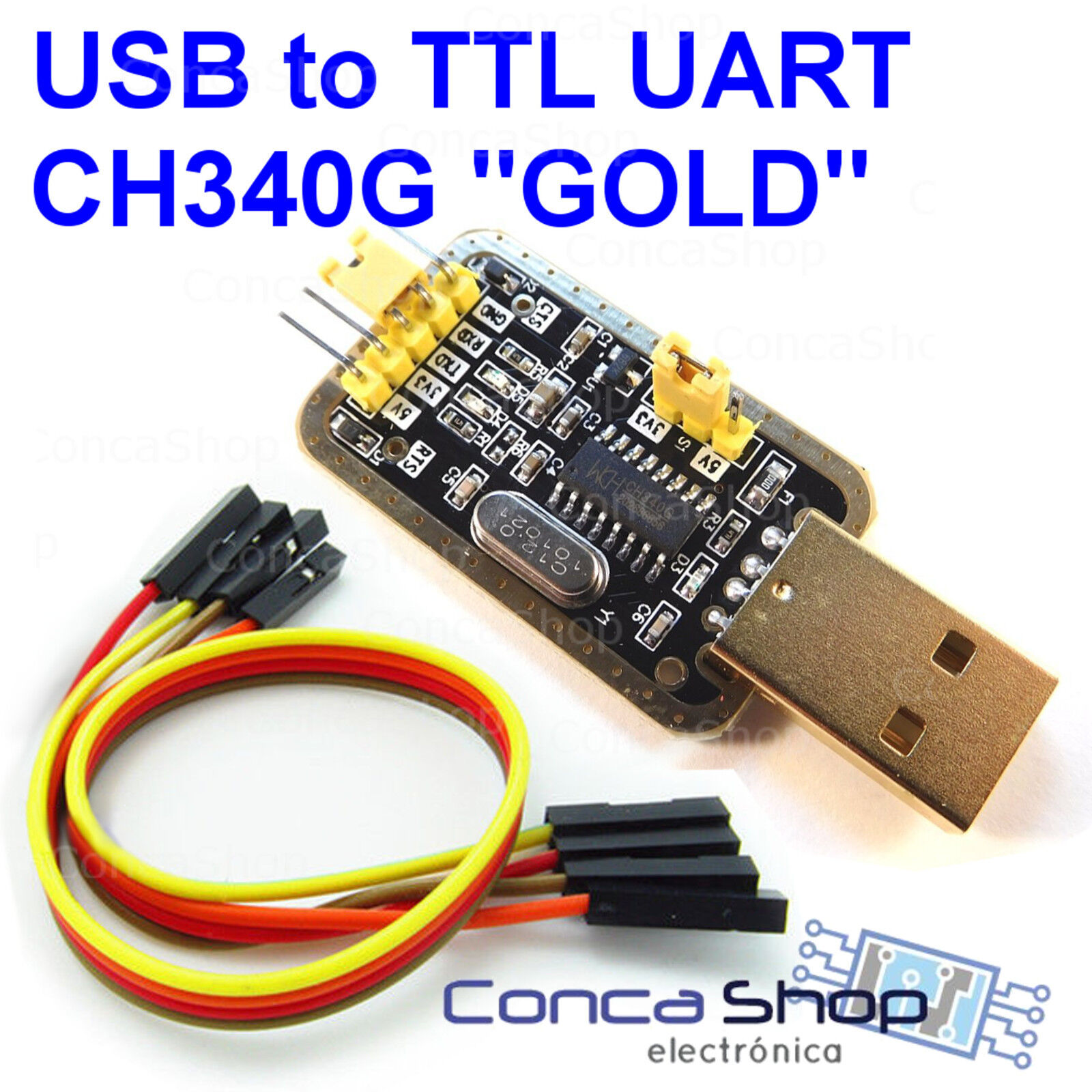 USB A RS232 TTL CH340G Win10 GOLD - CABLE CONVERTIDOR USB UART...