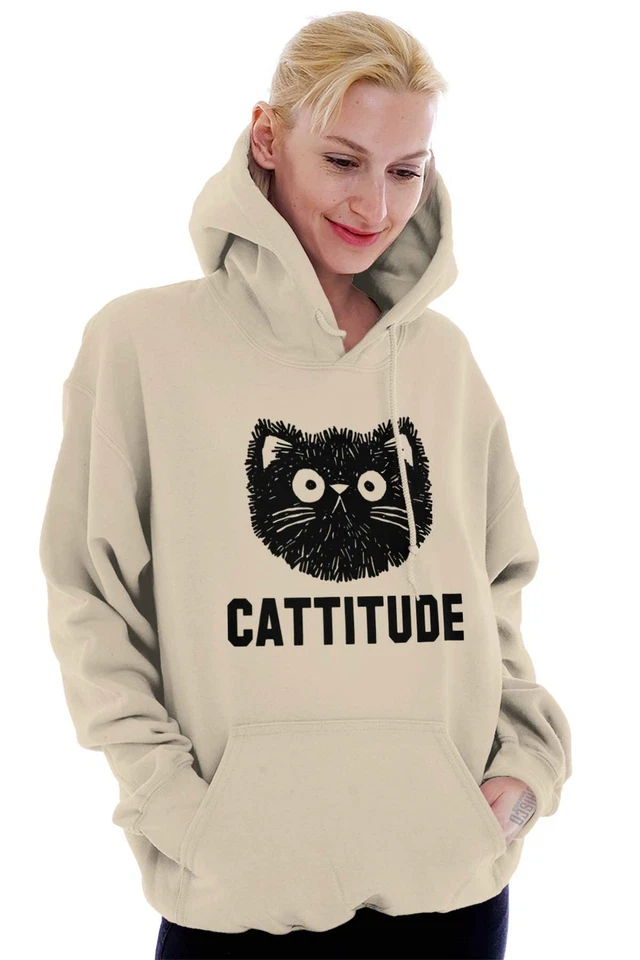 Cattitude Cat Portrait Cat Mom Mama Gym Gift Womens Hooded Sweatshirts Hoodies - Image 4 of 4