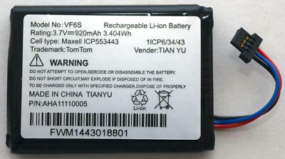 NEW GENUINE TomTom GO 500 GPS Battery GO 50S GO 50 VF6S P/N AHA11110005 920mAh
