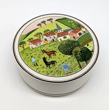 Villeroy & Boch Naif Laplau Candy Trinket Box w/ Lid Porcelain Horse Scene