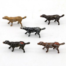 Rare Vintage Painted Lead Race Dogs Lot of 5 Figures Some w/ Numbers