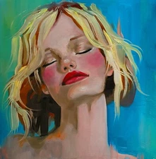 Original Oil on canvas painting* 12 x 12 in, signed*SUNNY DAY*