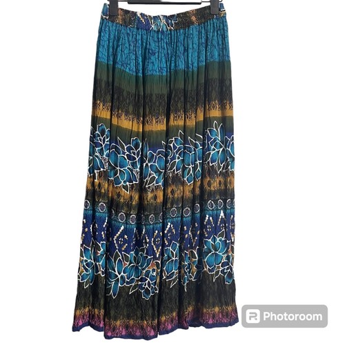 Boho Maxi Skirt Women Size S Festival Floral Tropical Pull On Flowy Casual Beach - Picture 2 of 11