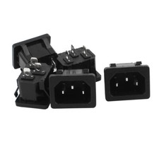 5Pcs AC 250V 10A 3 Terminals Snap in Inlet Power Male Socket Adapter