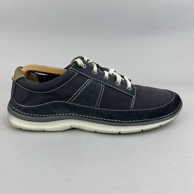 Clarks Ripton Plain Navy Derby Cushion Soft Comfort Casual Walking Trainers UK8