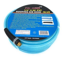 1/4" X 50' Air Hose 50 FT Flexible Braid Roofing Clear Blue PVC NPT 300 PSI